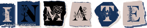 INMATE Floral Typography of a Concept Word � Elegant Torn Paper Letter Design