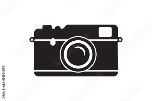 Retro Style Camera Silhouette Vector in Black and White for Photography Themes