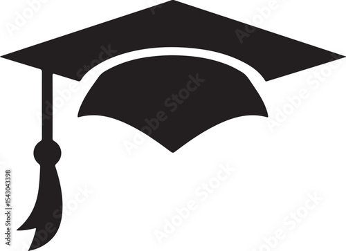 Classic Graduation Cap Silhouette Vector with Tassel for Academic Milestones