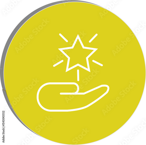 "Wellness support icon showing a hand holding a star, symbolizing care, help, and positivity in life enhancement themes, transparent background."