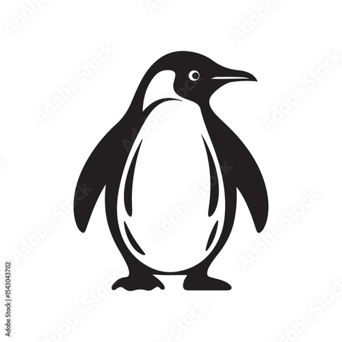 Black Penguin Vector Graphic for Wildlife and Winter Season Designs