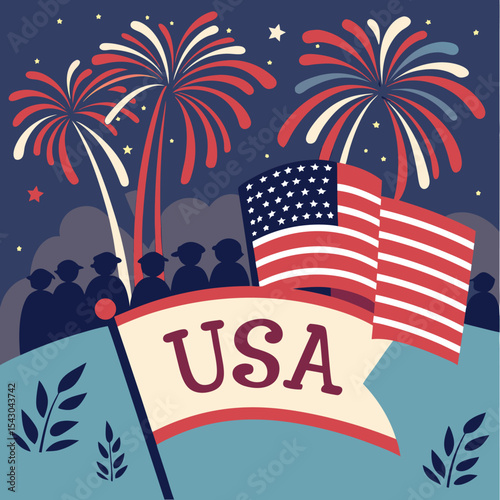 Patriotic 4th of july fireworks design usa independence day celebration vector illustration