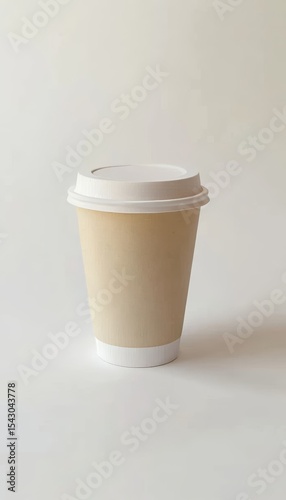 Wallpaper Mural Beige Takeaway Paper Beverage Cup on Neutral Background, Ideal for Hot Drinks and Refreshments Torontodigital.ca