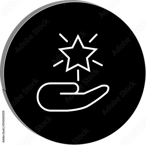 "Wellness support icon showing a hand holding a star, symbolizing care, help, and positivity in life enhancement themes, transparent background."