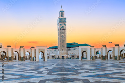 Casablanca, Morocco. Sunrise over The Hassan II Mosque.