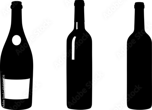 Elegant Wine Bottle Silhouettes: Beverage & Celebration Icons