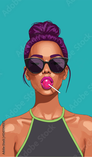 Playful Flat Vector Illustration of a Stylish Woman