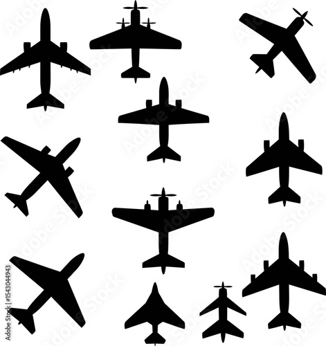 Airplane Silhouettes: Aviation, Travel & Flight Vector Set