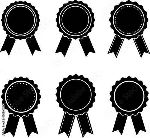  Award Ribbon Silhouettes: Quality, Success & Achievement Icons