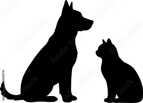 Pet Silhouettes: Dog & Cat Animal Companions Vector