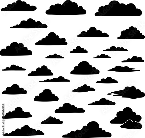 Diverse Cloud Silhouettes: Weather, Sky & Nature Elements