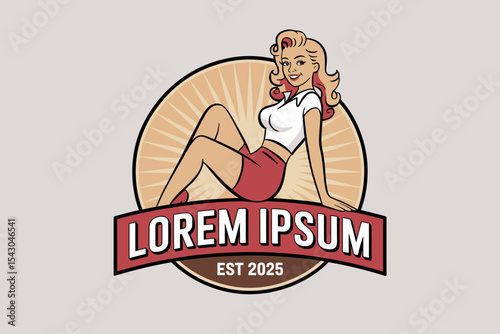 Retro Pin-Up Girl Vintage Logo