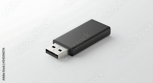 Black U S B Flash Drive on White Background USB flash drive
