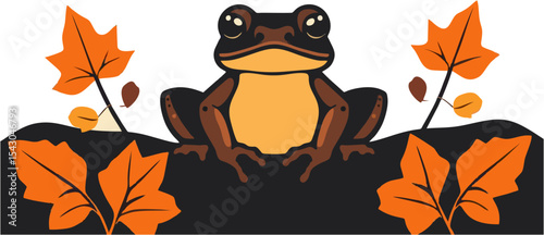 Earthy and cozy black frog logo design