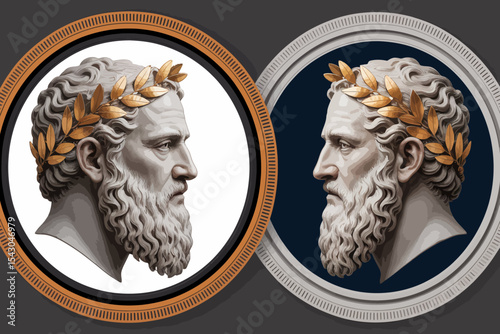 Roman Laurel Coin Profile Bust
