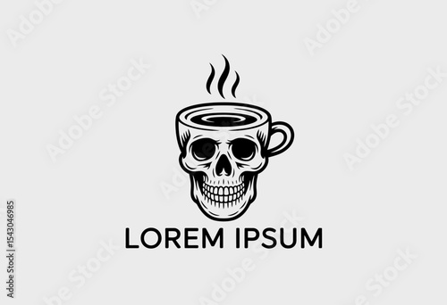 Skull Coffee Cup Logo Design