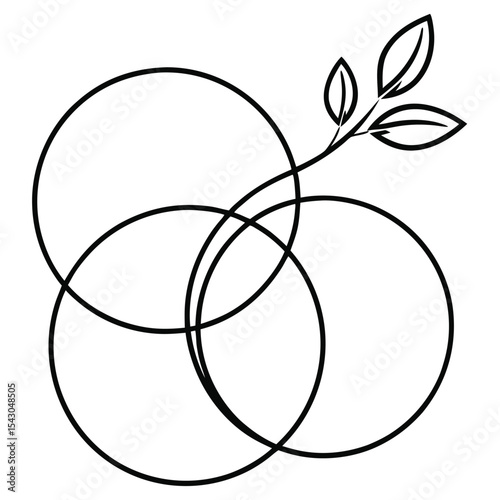 Circular Logo With Line Leaves For Nature vector art