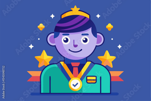 A flat vector illustration of five business people holding large golden stars, symbolizing teamwork, customer satisfaction, five-star ratings, and positive reviews.