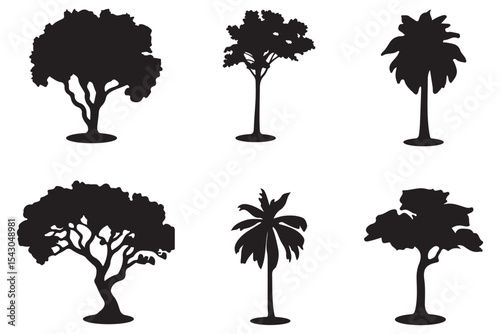  tree silhouette. set of  tree silhouette.