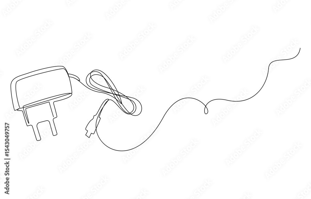 Obraz premium phone charger continuous line art drawing