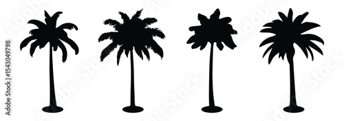  trees silhouettes in various deciduous.