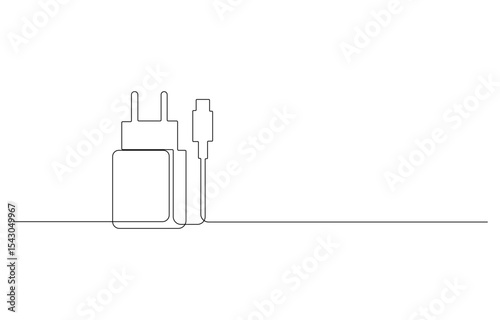 phone charger continuous line art drawing