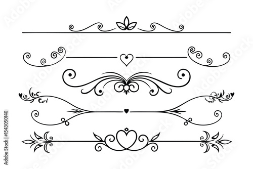 set of decorative elements for design silhouette vector illustration on white background
