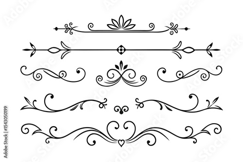 set of decorative elements for design silhouette vector illustration on white background