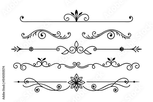 set of decorative elements for design silhouette vector illustration on white background