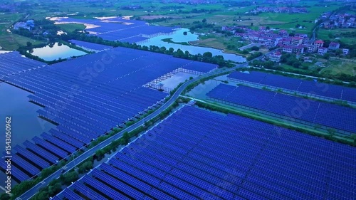 Photovoltaic panels at sunset