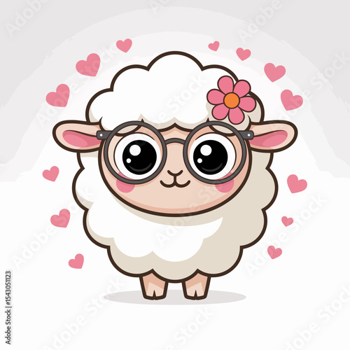 Cute Sheep with Glasses