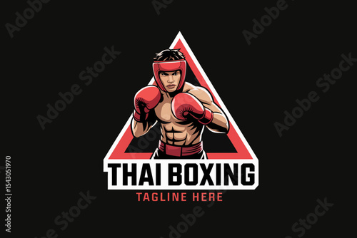 Thai Boxing Fighter Logo