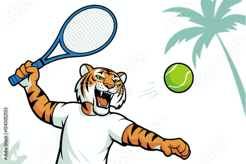 Tiger Playing Tennis