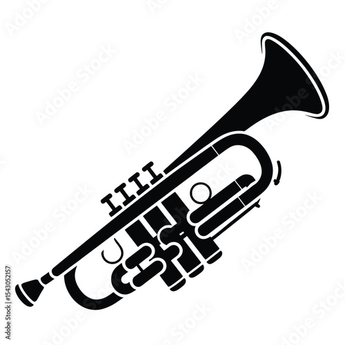Black And White Trumpet Graphic Silhouette Musical Instrument vector