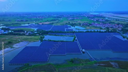 Photovoltaic panels at sunset