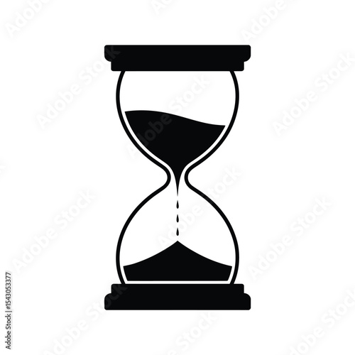 Black Silhouette Hourglass Sand Time Passing Measurement vector