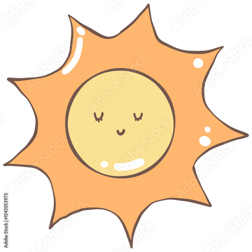 sun cartoon character kawaii summer hand drawn clipart illustration 