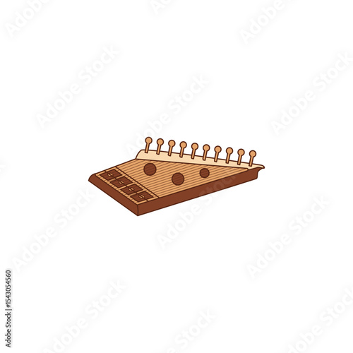 An icon depicting a Qanun, a stringed instrument resembling a zither, played flat on the lap. This symbolizes traditional Middle Eastern string music and intricate melodies.