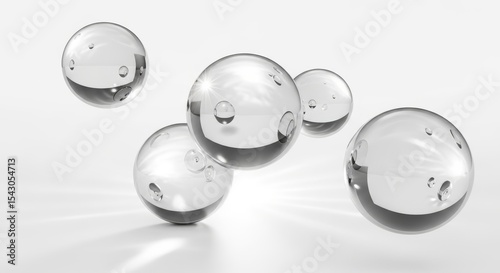 Abstract Composition of Glossy Silver Spheres