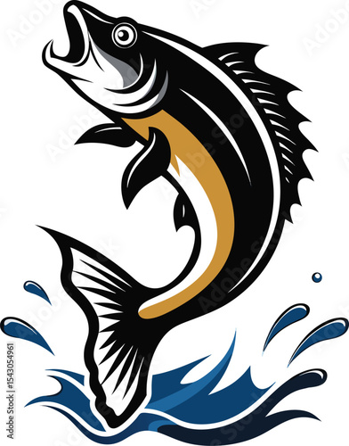 vector illustration of a fish jumping