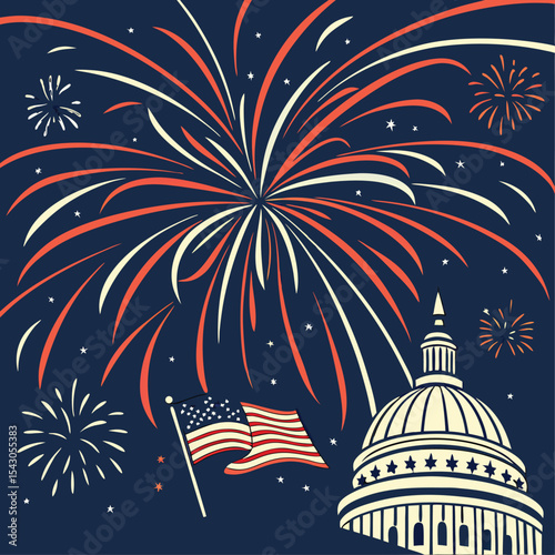 Vibrant colorful fireworks exploding in a night sky detailed vector illustration for festive designs and celebrations