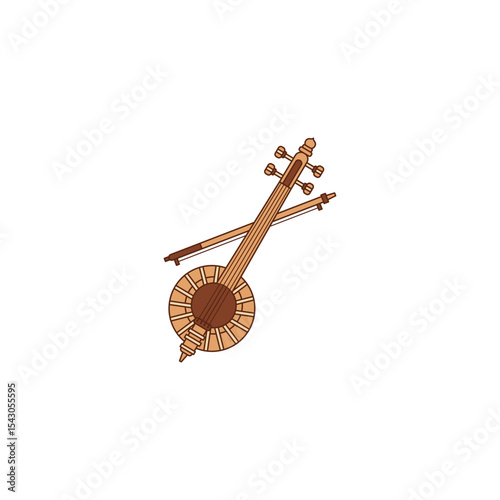 An icon depicting a Rababa, another type of spiked fiddle, similar to Kamancheh but often more rustic, used in Bedouin and folk music. This symbolizes traditional folk string instruments.