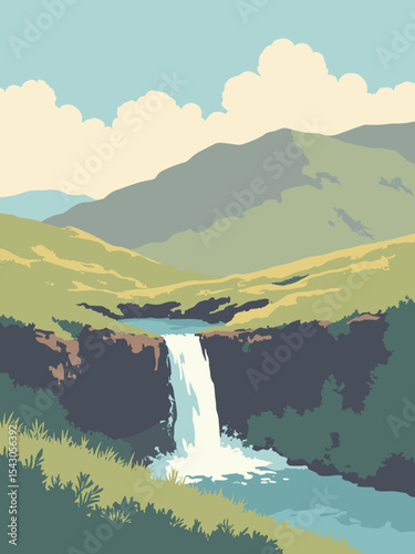 Lesotho - Maletsunyane Falls, Katse Dam, Thaba Bosiu in waterfall white, dam grey, mountain tan, and grass green