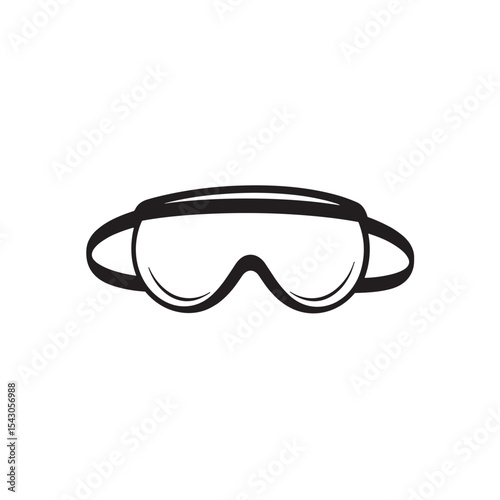 Silhouette of safety glasses on white background, symbol of construction safety and personal protective equipment