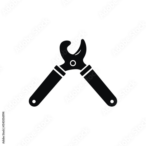Curved metal shears on white background, hand tool of fitter for cutting sheet material and precision finishing work