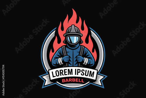 Firefighter Mascot with Flames