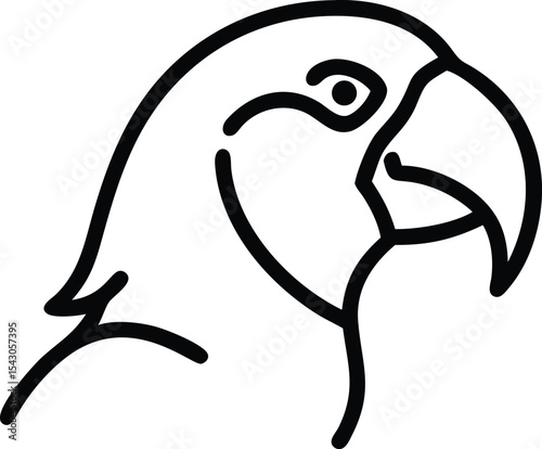 A bold line art depicts the distinctive profile of a captivating parrot bird