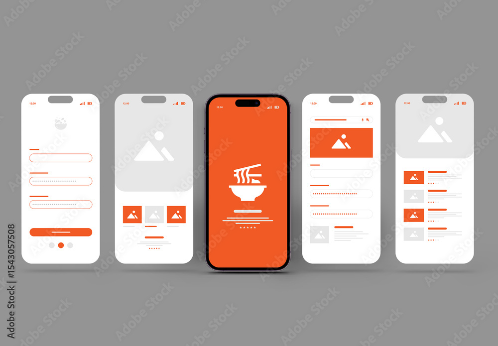 Mobile App Wireframe UI UX Design Template Stock Template | Adobe Stock