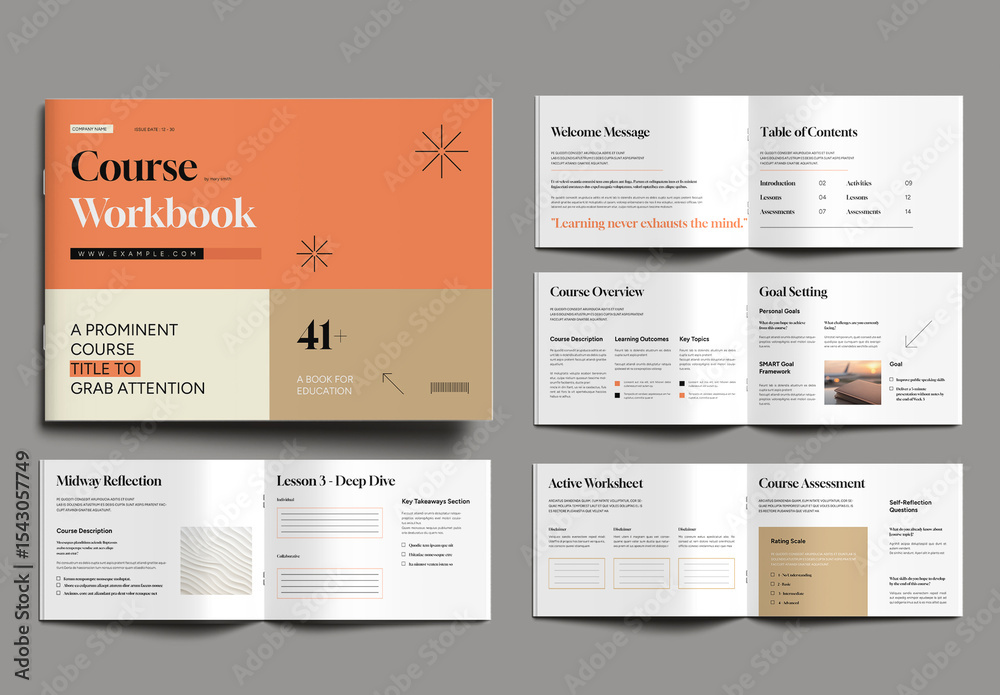 Modern Course Workbook Template Stock Template | Adobe Stock