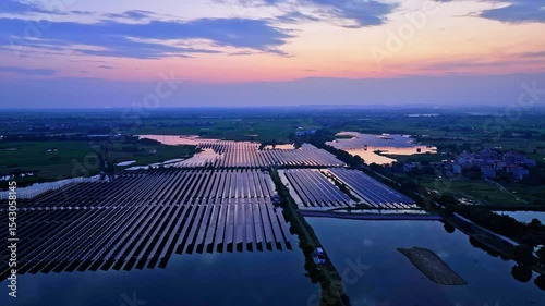 Photovoltaic panels at sunset